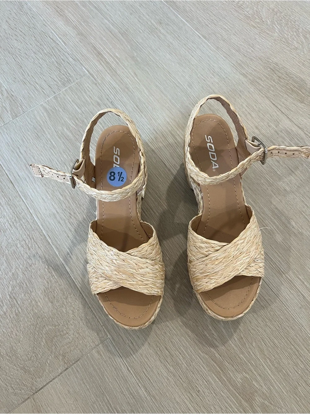SODA Braided Platform Sandals - Natural